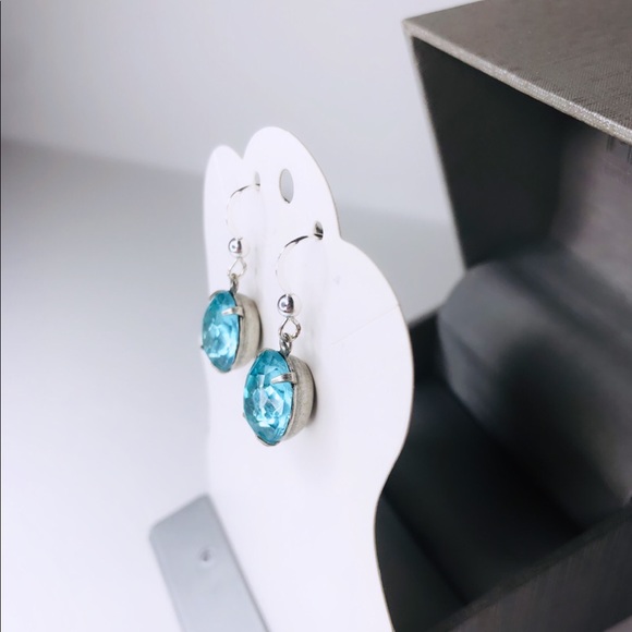 ♡ 2 for 20$ ♡ Sky Blue Gemstone Pendant Earrings - Picture 3 of 4